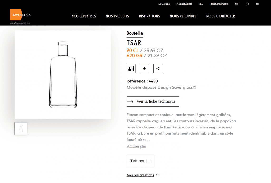 Selection of the whisky bottle at Saverglass