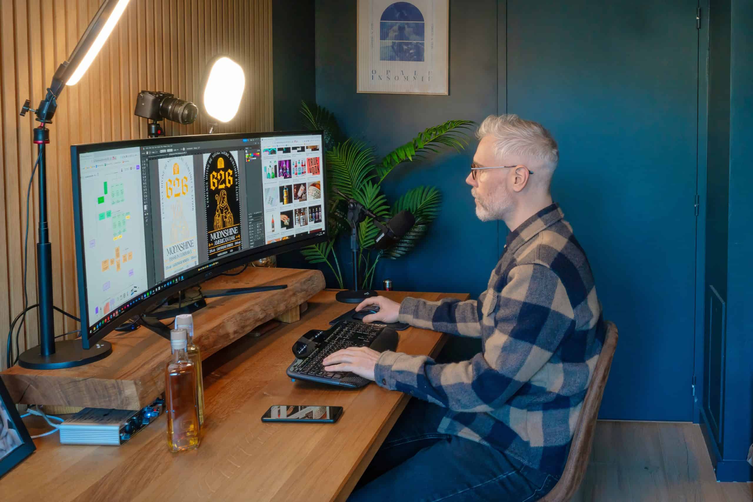 Ludovic, working on packaging design project Moonshine 626