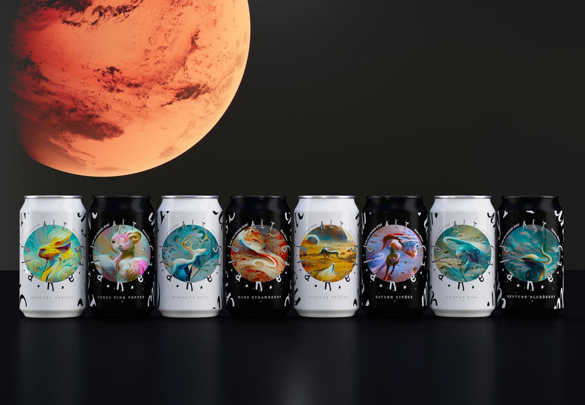 Packaging de boisson conçu avec l'IA