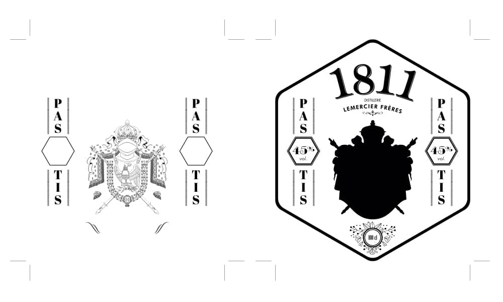 Embossing and gilding - Label and back label Apéritif Pastis 1811