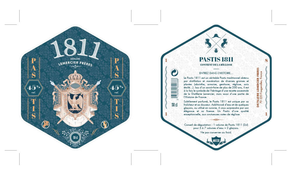 Label and back label Apéritif Pastis 1811