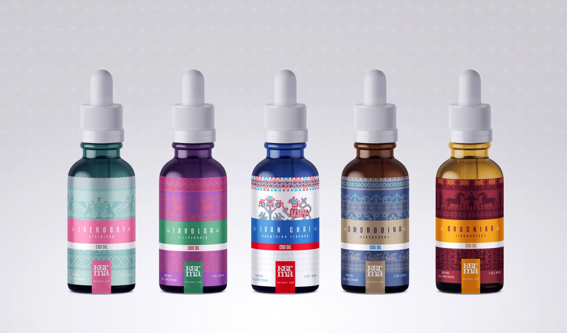 Karma CBD - ligne de flacons compte-gouttes